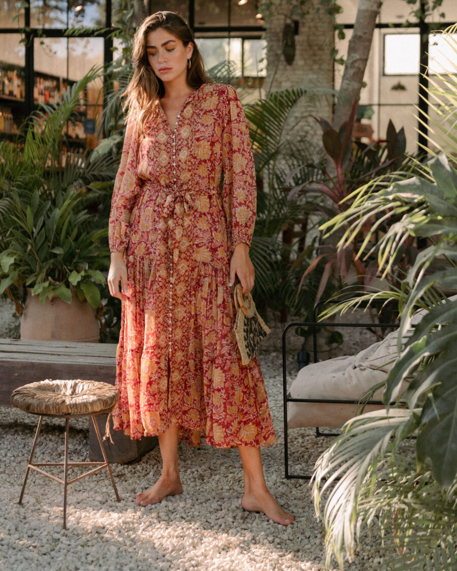 Bella Red Maxi Dress - Image 3