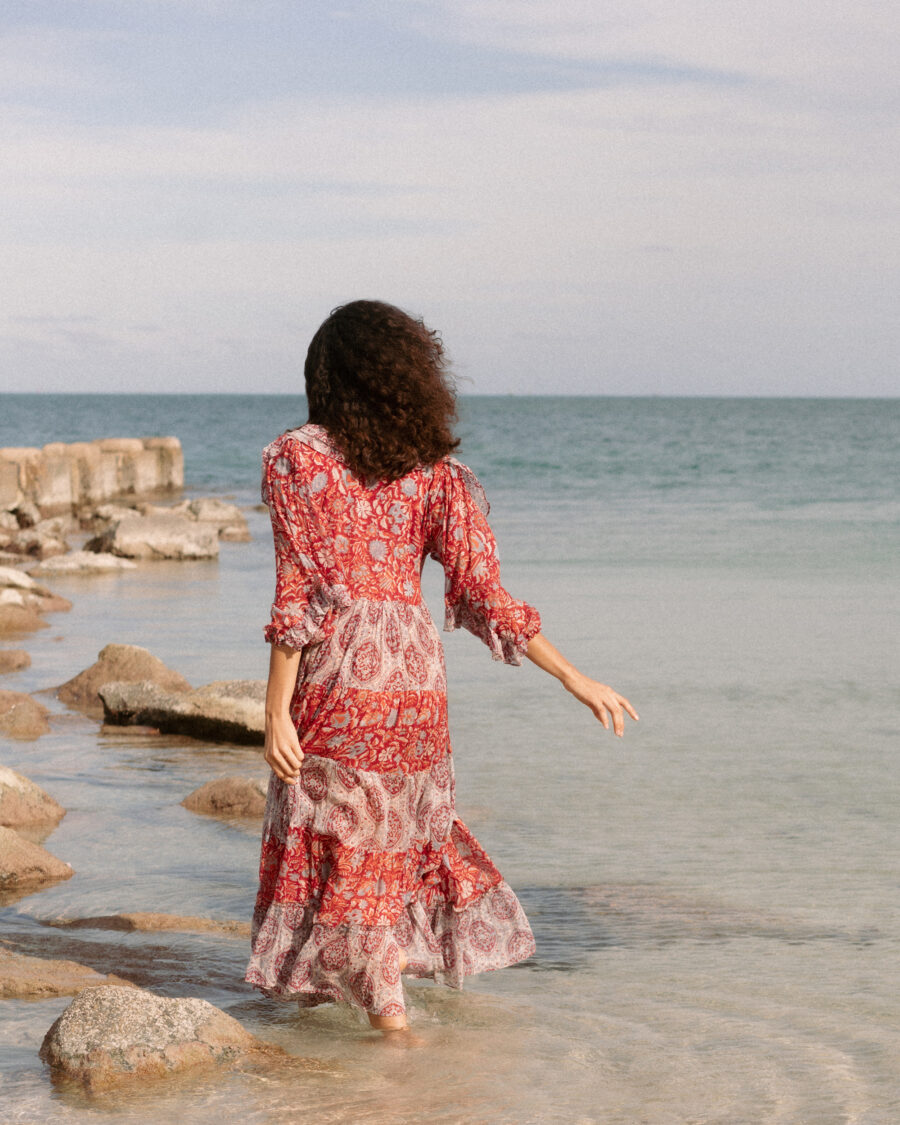 Hibiscus In Red Maxi Dress - Image 5