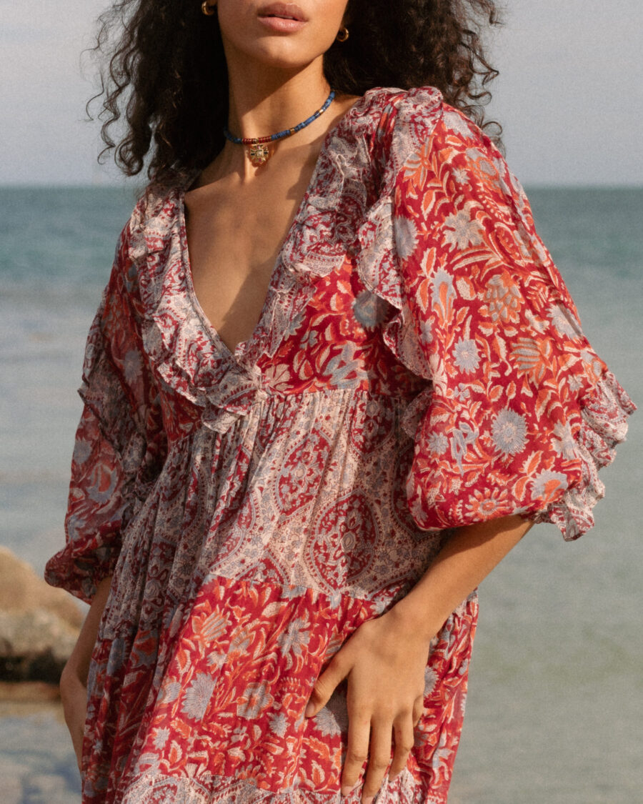 Hibiscus In Red Maxi Dress - Image 4