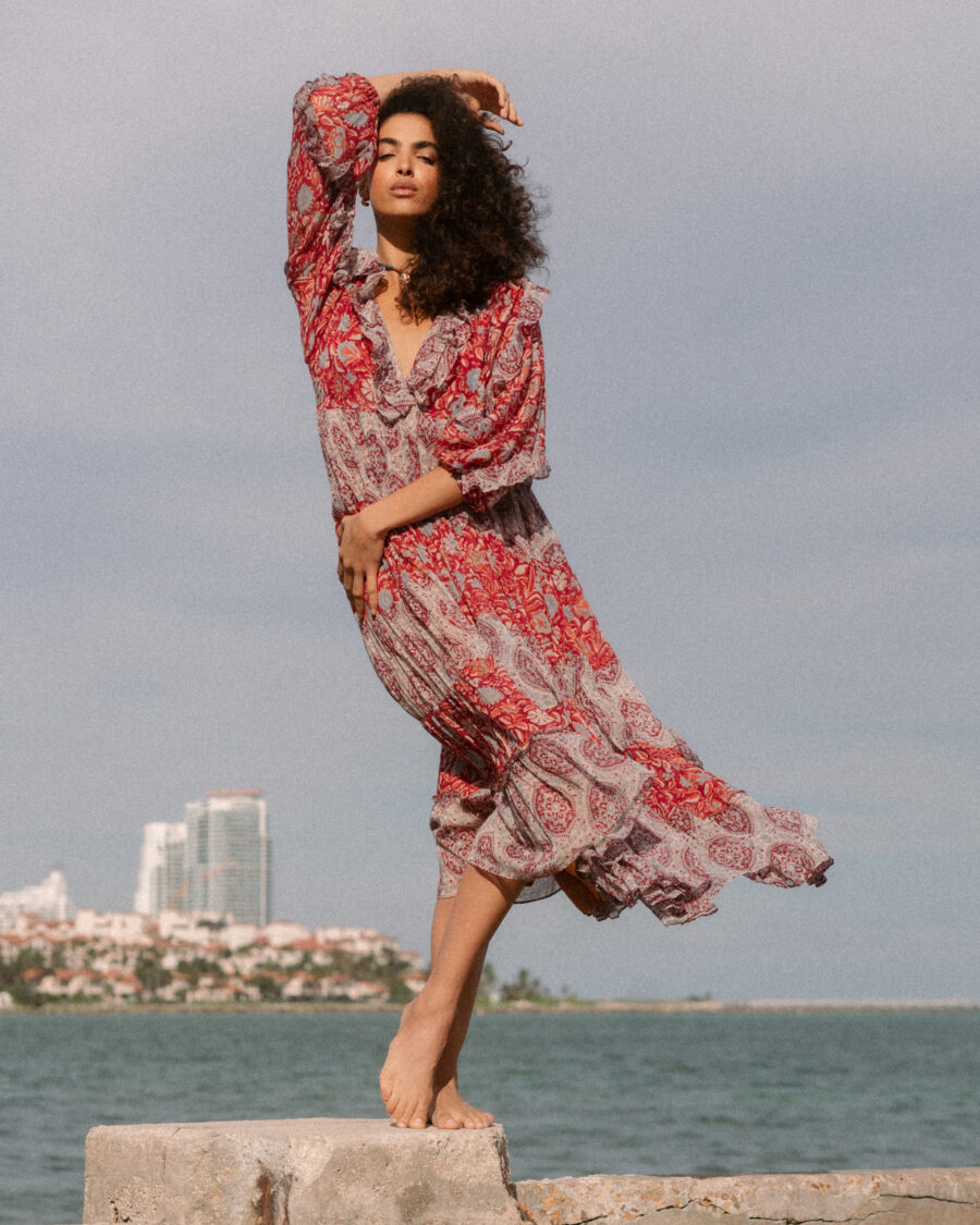 Hibiscus In Red Maxi Dress - Image 3