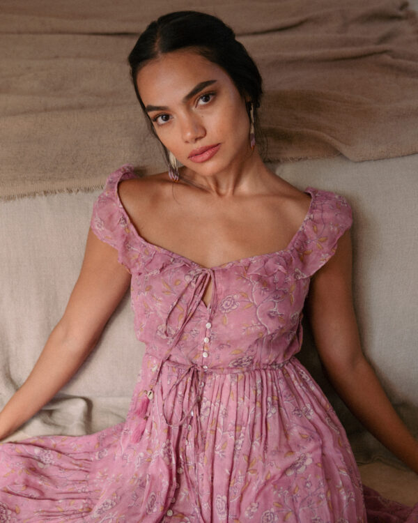 Adira Off-Shoulder Pink Maxi Dress